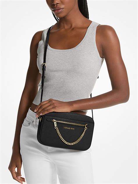 michael kors jet set travel saffiano leather phone crossbody|Michael Kors leather crossbody bag.